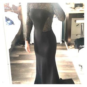 Black beaded dress/formal/ball/blcktie/wedding